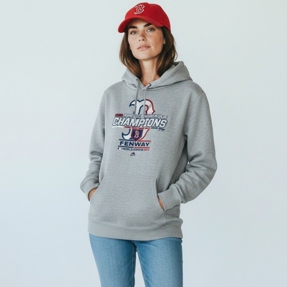 Majestic Boston Red Sox 2018 American League Champions Hoodie Womens Medium Gray